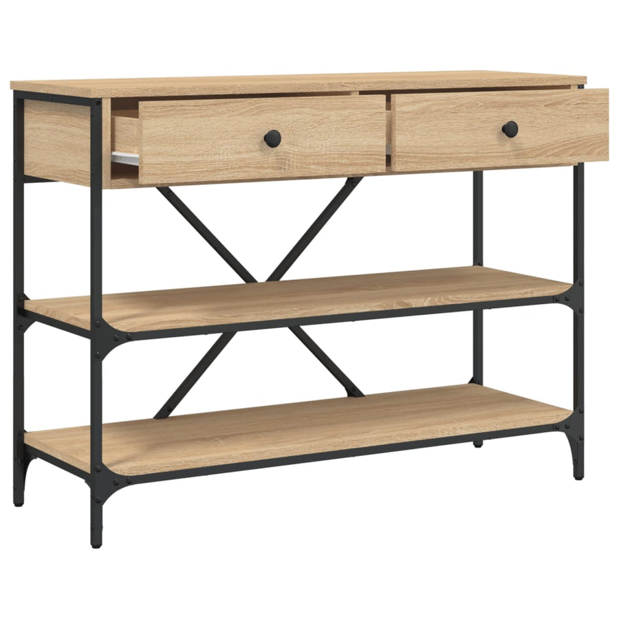 Wandtafel Met Lades En Schappen Bewerkt Hout Kleur 100 x 34.5 x 75 cm Sonoma eiken