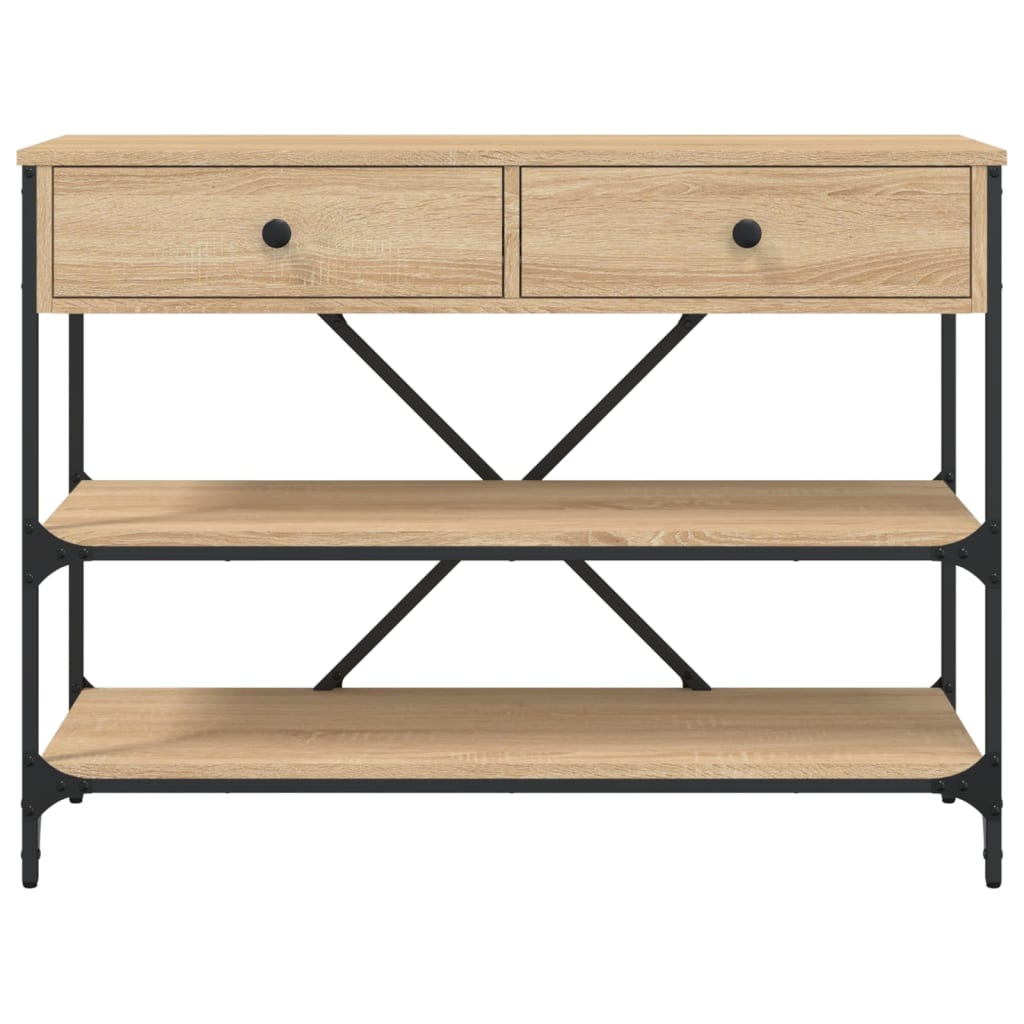 Wandtafel Met Lades En Schappen Bewerkt Hout Kleur 100 x 34.5 x 75 cm Sonoma eiken
