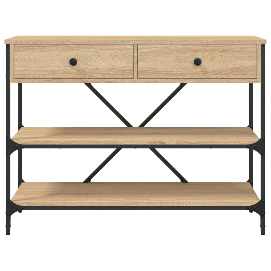 Wandtafel Met Lades En Schappen Bewerkt Hout Kleur 100 x 34.5 x 75 cm Sonoma eiken