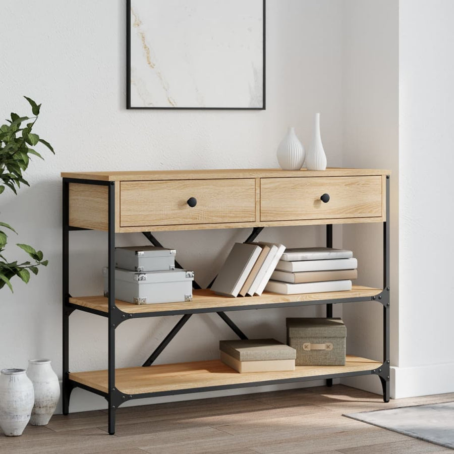 Wandtafel Met Lades En Schappen Bewerkt Hout Kleur 100 x 34.5 x 75 cm Sonoma eiken
