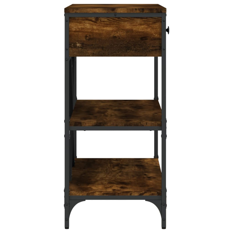 Wandtafel Met Lades En Schappen Bewerkt Hout Gerookt Eikenkleur