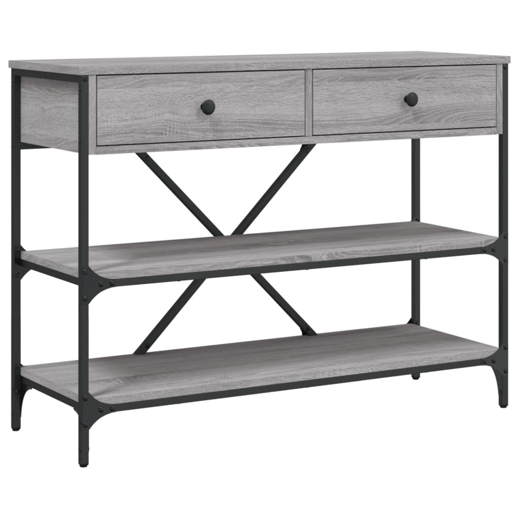 Wandtafel Met Lades En Schappen Bewerkt Hout Grijs Sonoma Eiken