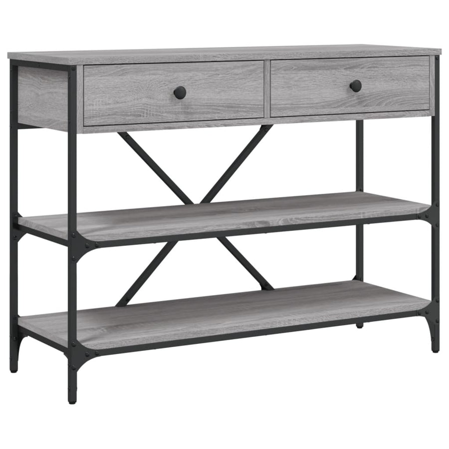 Wandtafel Met Lades En Schappen Bewerkt Hout Grijs Sonoma Eiken