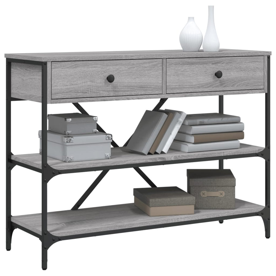 Wandtafel Met Lades En Schappen Bewerkt Hout Grijs Sonoma Eiken