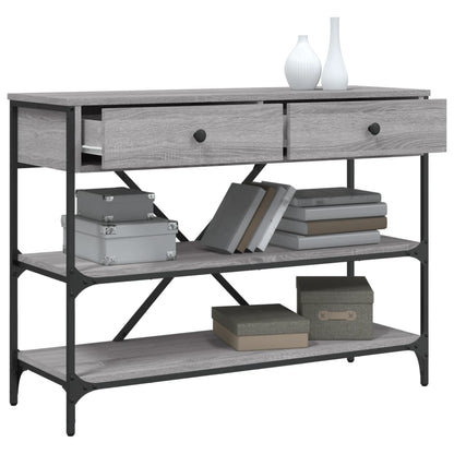 Wandtafel Met Lades En Schappen Bewerkt Hout Grijs Sonoma Eiken