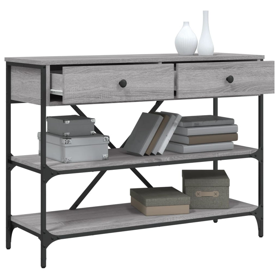 Wandtafel Met Lades En Schappen Bewerkt Hout Grijs Sonoma Eiken