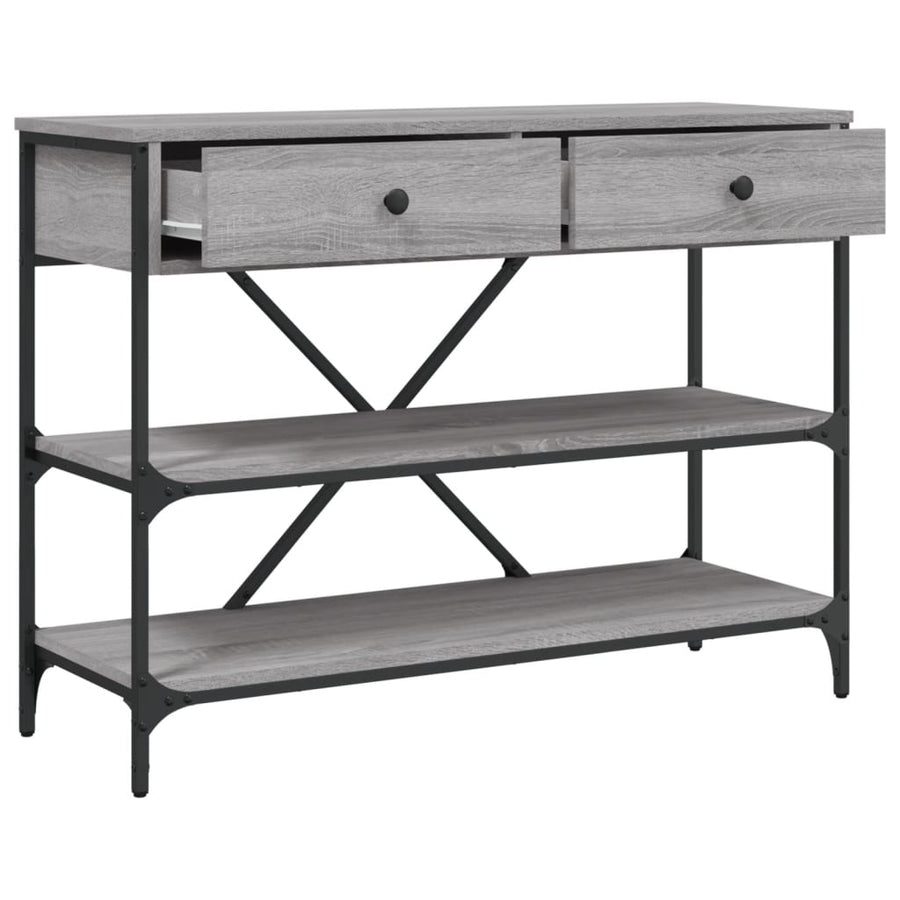 Wandtafel Met Lades En Schappen Bewerkt Hout Grijs Sonoma Eiken