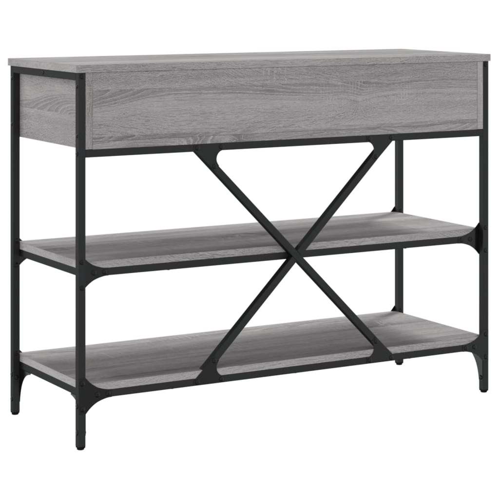 Wandtafel Met Lades En Schappen Bewerkt Hout Grijs Sonoma Eiken
