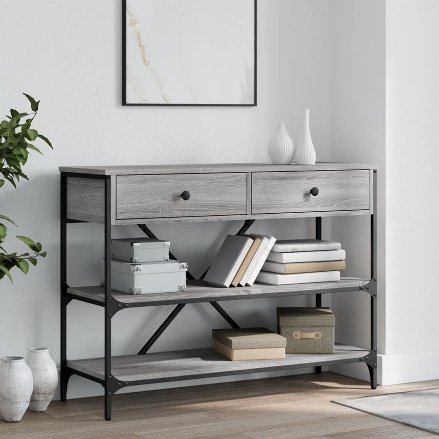 Wandtafel Met Lades En Schappen Bewerkt Hout Grijs Sonoma Eiken