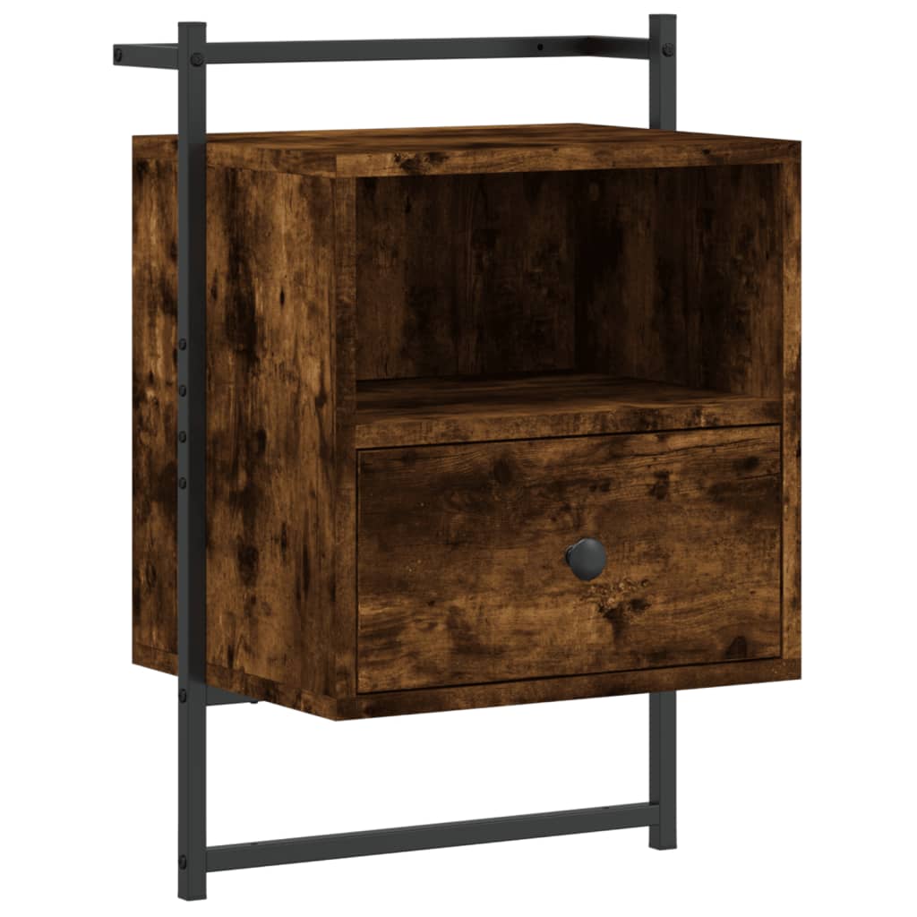 Nachtkastje Wandgemonteerd 40X30X61 Cm Hout Gerookt Eikenkleur