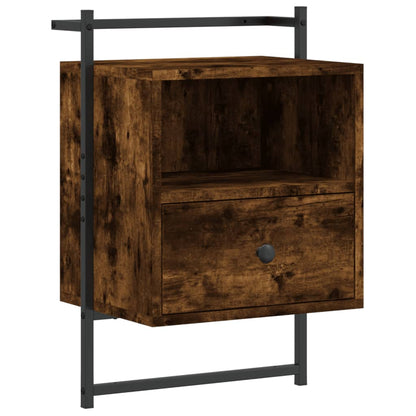Nachtkastje Wandgemonteerd 40X30X61 Cm Hout Gerookt Eikenkleur