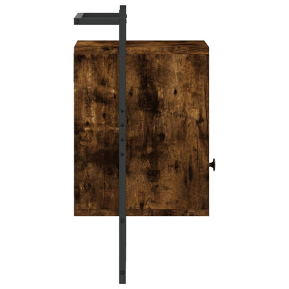 Nachtkastje Wandgemonteerd 40X30X61 Cm Hout Gerookt Eikenkleur