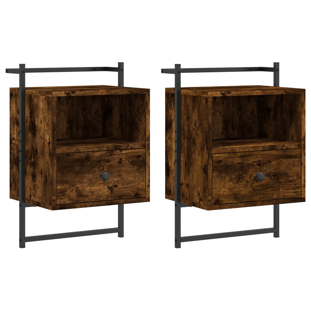 Nachtkastjes 2 St Wandgemonteerd 40X30X61 Cm Hout Gerookt Eiken