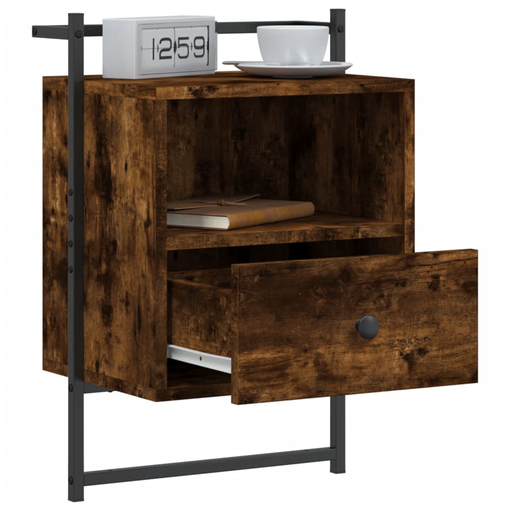 Nachtkastjes 2 St Wandgemonteerd 40X30X61 Cm Hout Gerookt Eiken