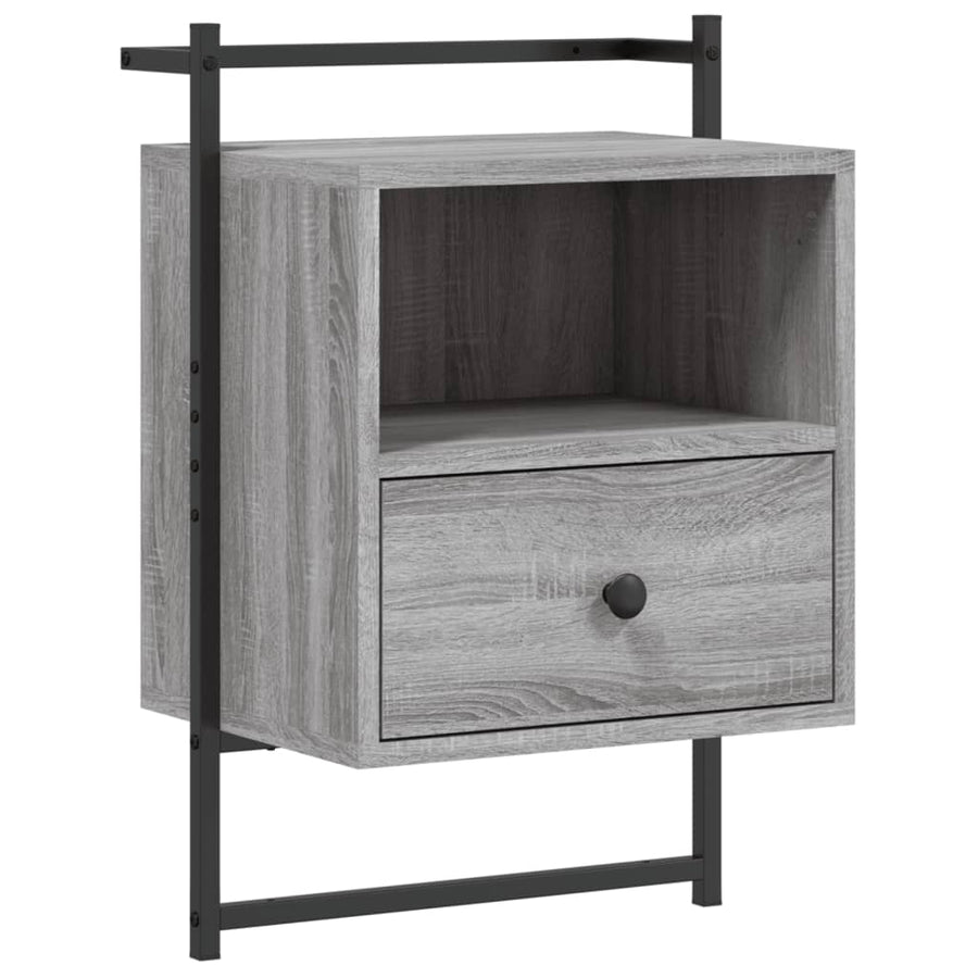 Nachtkastje Wandgemonteerd 40X30X61 Cm Hout Grijs Sonoma Eiken