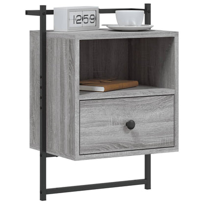 Nachtkastje Wandgemonteerd 40X30X61 Cm Hout Grijs Sonoma Eiken