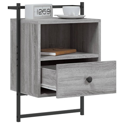 Nachtkastje Wandgemonteerd 40X30X61 Cm Hout Grijs Sonoma Eiken