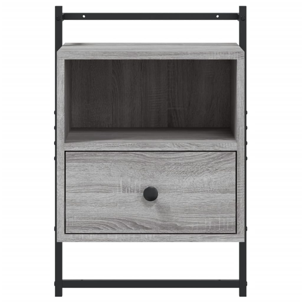 Nachtkastje Wandgemonteerd 40X30X61 Cm Hout Grijs Sonoma Eiken