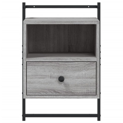 Nachtkastje Wandgemonteerd 40X30X61 Cm Hout Grijs Sonoma Eiken