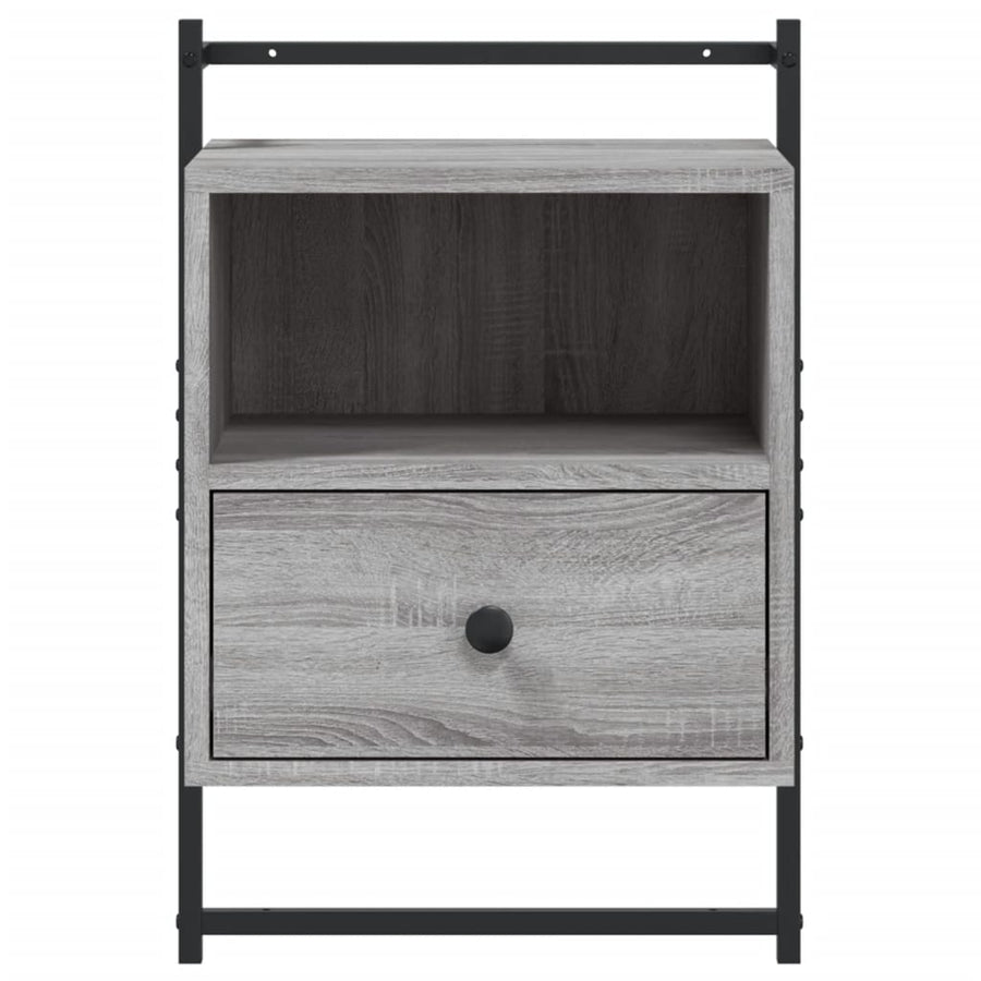 Nachtkastje Wandgemonteerd 40X30X61 Cm Hout Grijs Sonoma Eiken
