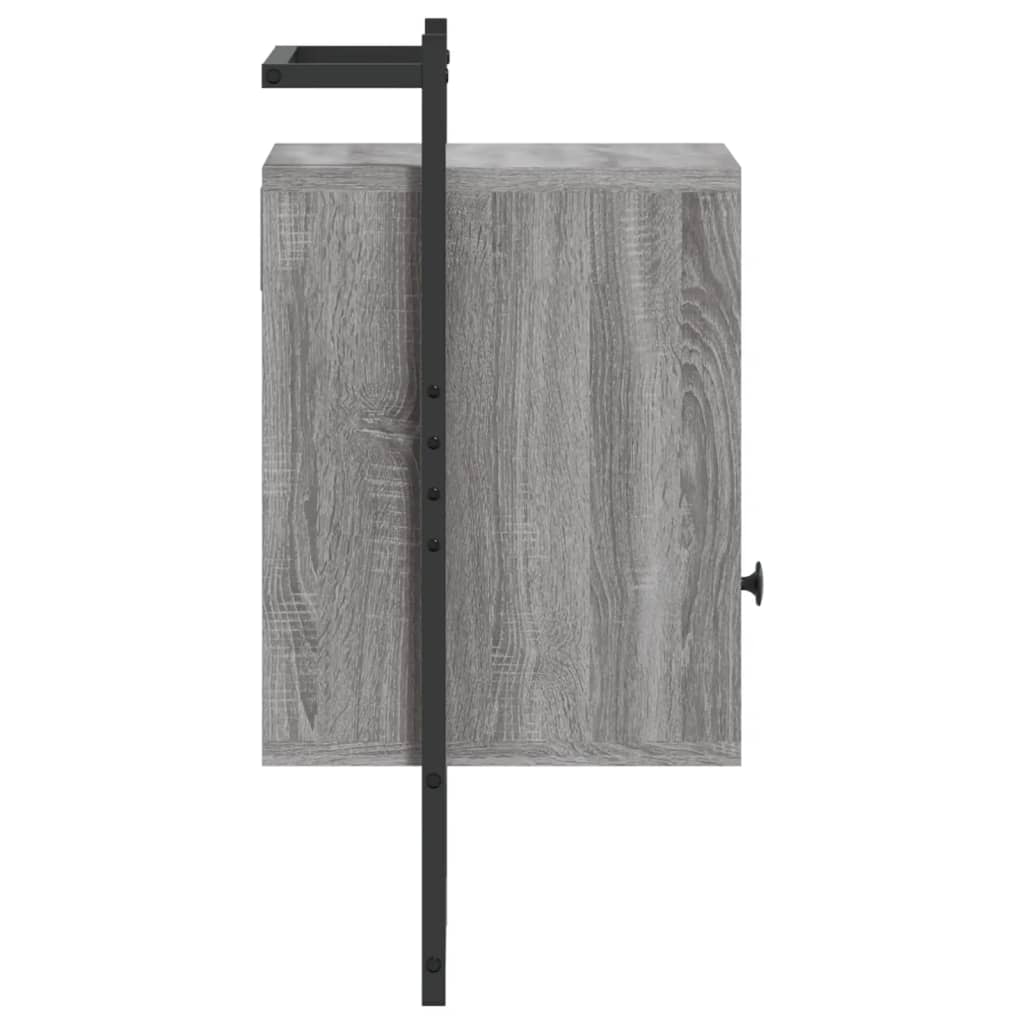 Nachtkastje Wandgemonteerd 40X30X61 Cm Hout Grijs Sonoma Eiken