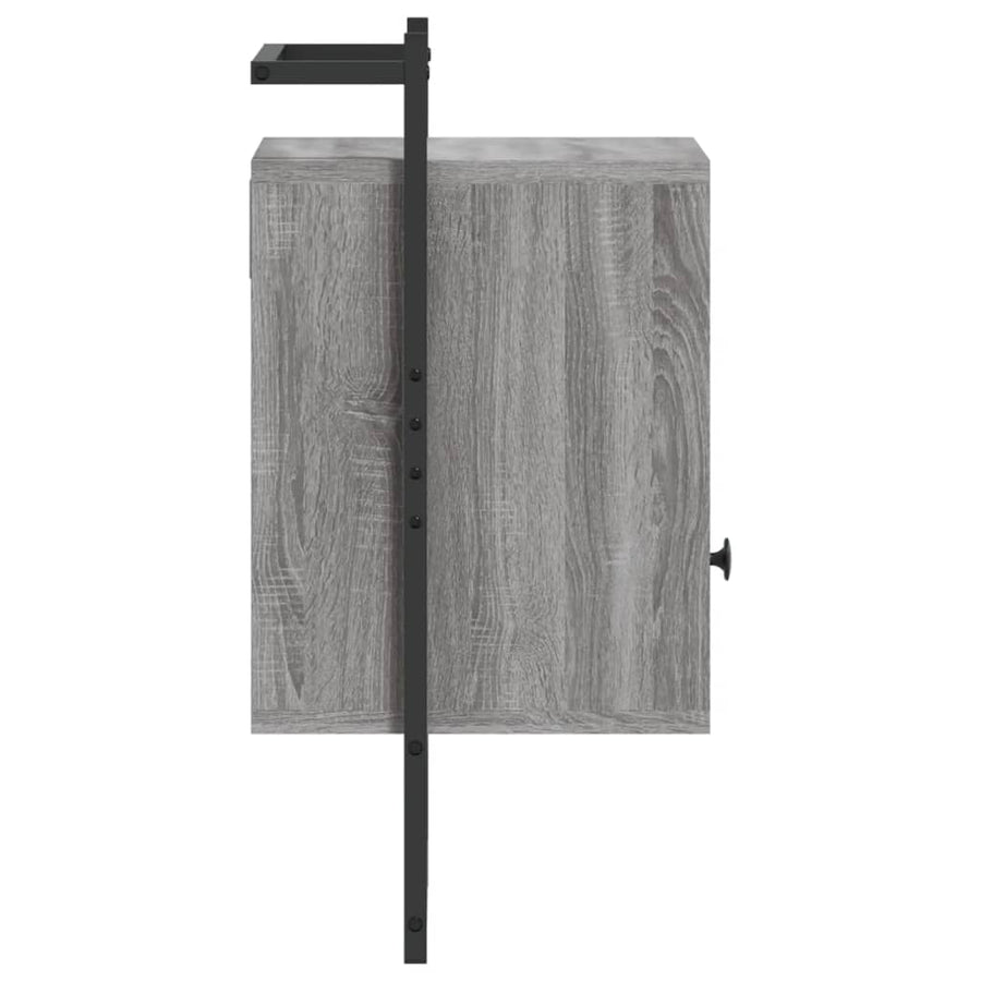 Nachtkastje Wandgemonteerd 40X30X61 Cm Hout Grijs Sonoma Eiken