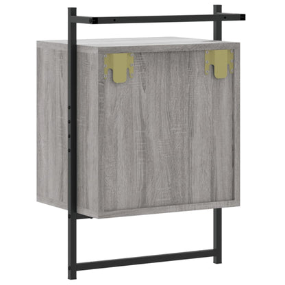 Nachtkastje Wandgemonteerd 40X30X61 Cm Hout Grijs Sonoma Eiken