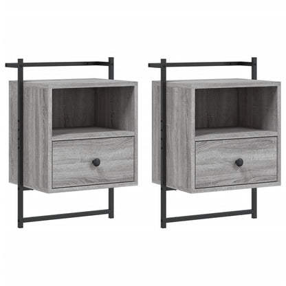 Nachtkastjes 2 St Wandgemonteerd 40X30X61 Cm Hout Grijs Sonoma