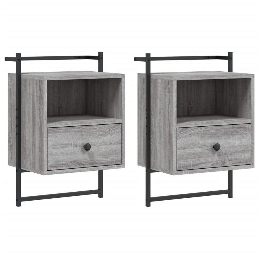 Nachtkastjes 2 St Wandgemonteerd 40X30X61 Cm Hout Grijs Sonoma