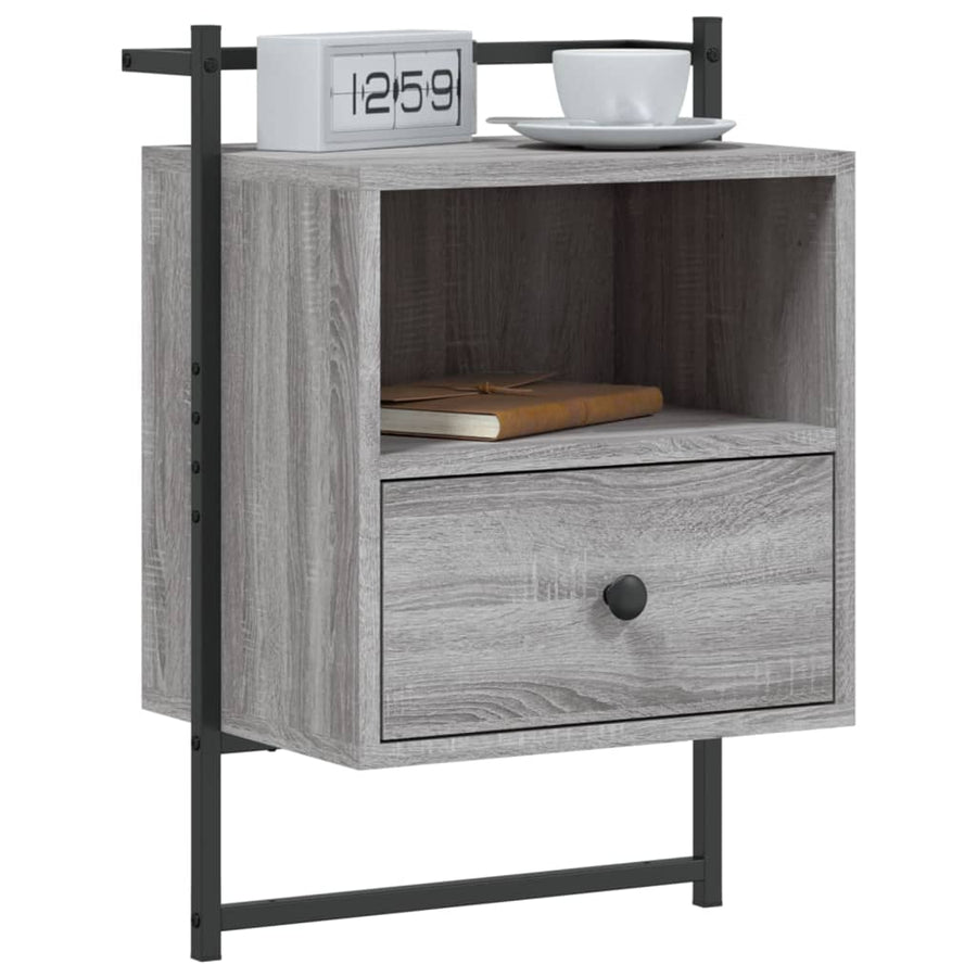 Nachtkastjes 2 St Wandgemonteerd 40X30X61 Cm Hout Grijs Sonoma