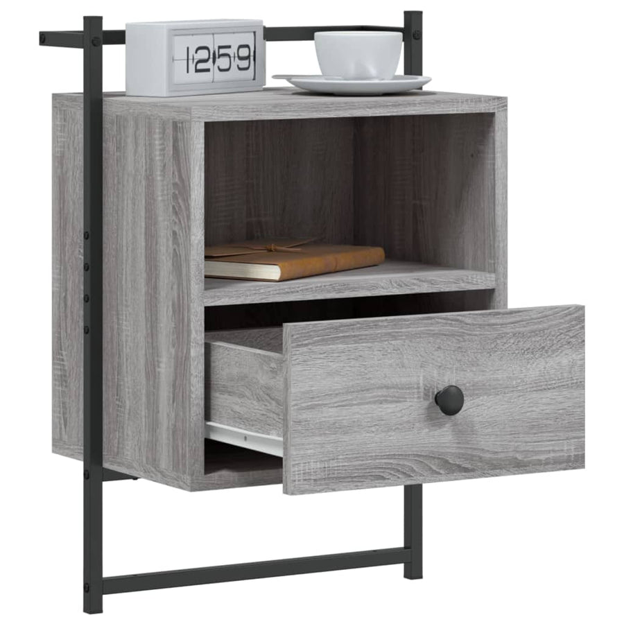 Nachtkastjes 2 St Wandgemonteerd 40X30X61 Cm Hout Grijs Sonoma