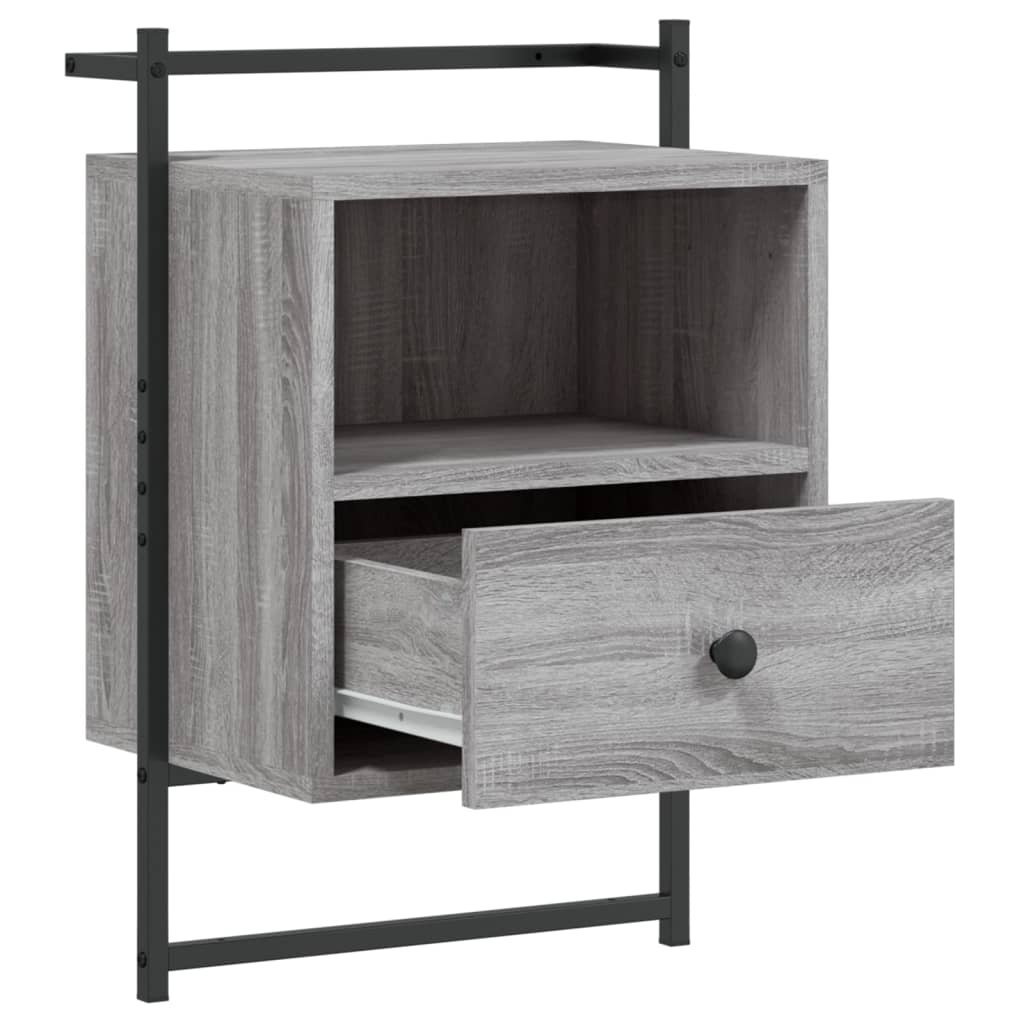 Nachtkastjes 2 St Wandgemonteerd 40X30X61 Cm Hout Grijs Sonoma