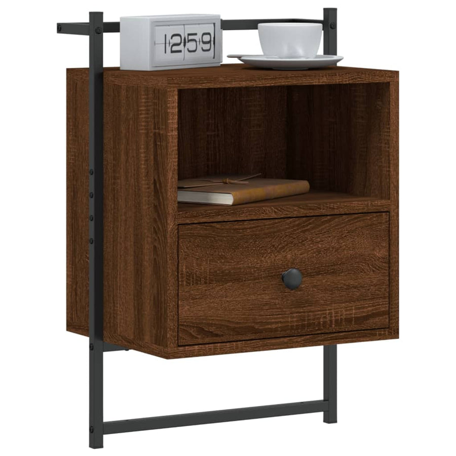 Nachtkastjes 2 St Wandgemonteerd 40X30X61 Cm Hout Bruineiken