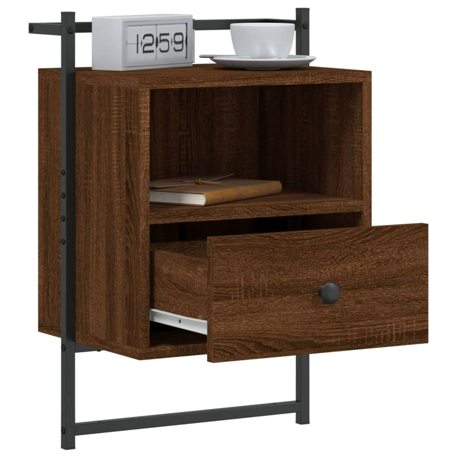 Nachtkastjes 2 St Wandgemonteerd 40X30X61 Cm Hout Bruineiken