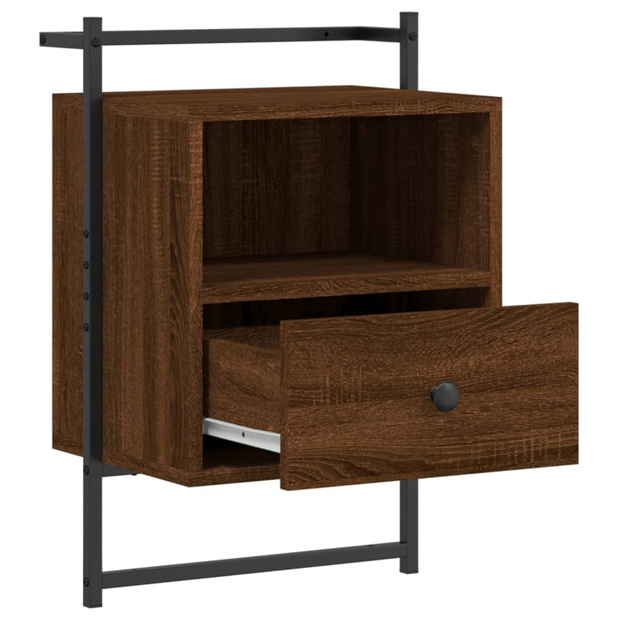 Nachtkastjes 2 St Wandgemonteerd 40X30X61 Cm Hout Bruineiken