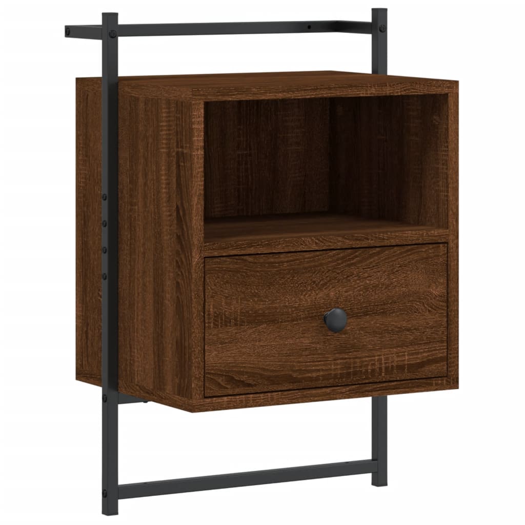 Nachtkastjes 2 St Wandgemonteerd 40X30X61 Cm Hout Bruineiken