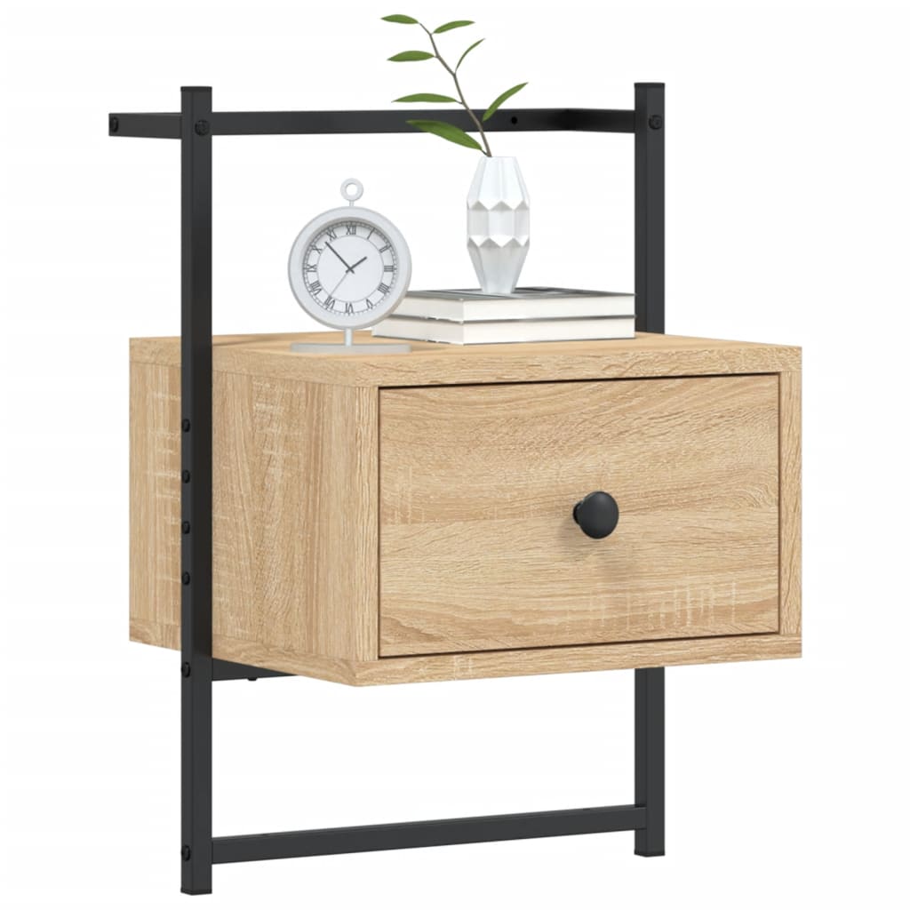 Nachtkastje wandgemonteerd 35x30x51 cm hout sonoma eikenkleurig