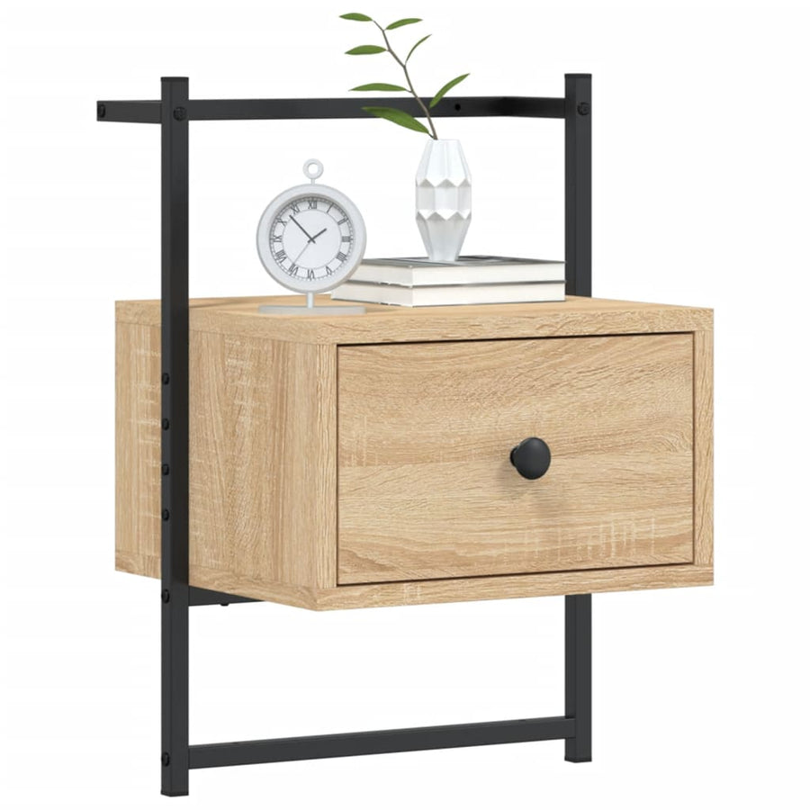 Nachtkastje wandgemonteerd 35x30x51 cm hout sonoma eikenkleurig