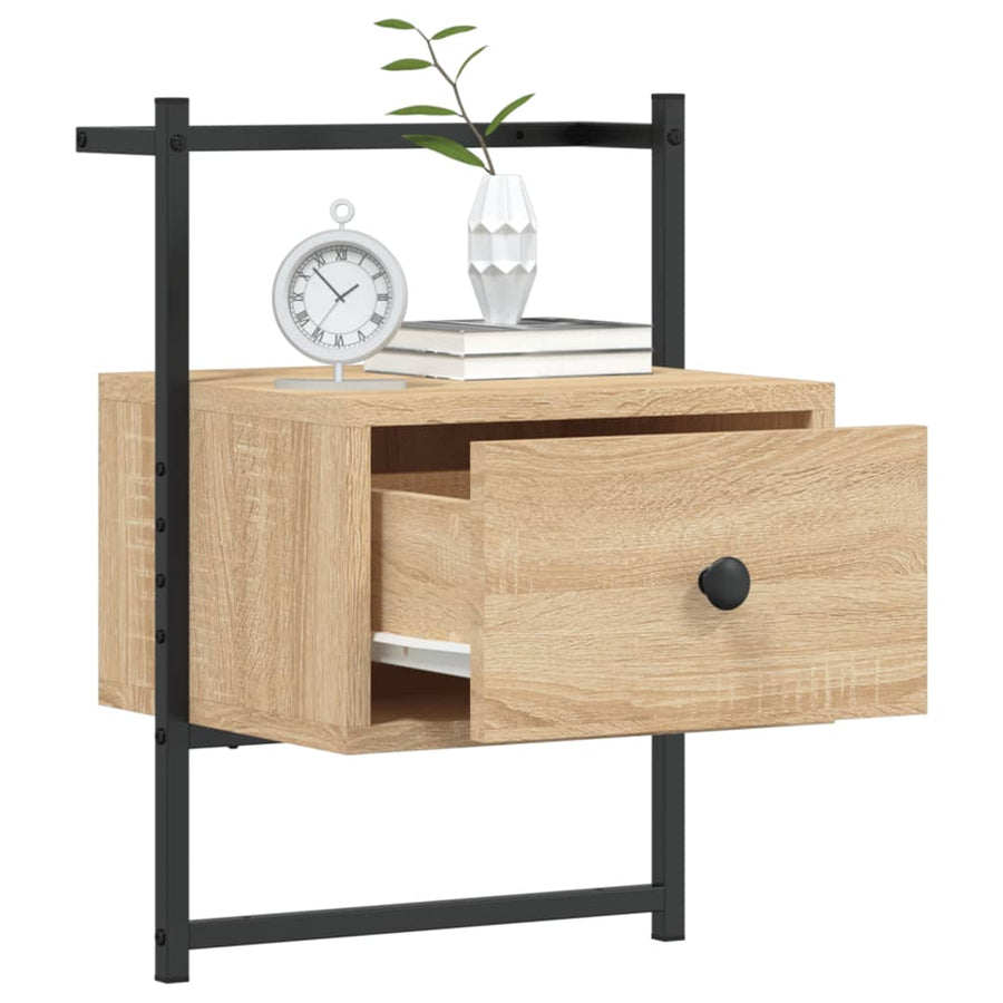 Nachtkastje wandgemonteerd 35x30x51 cm hout sonoma eikenkleurig