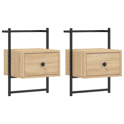 Nachtkastjes Wandgemonteerd 35X30X51 Cm Hout 2 Sonoma eiken