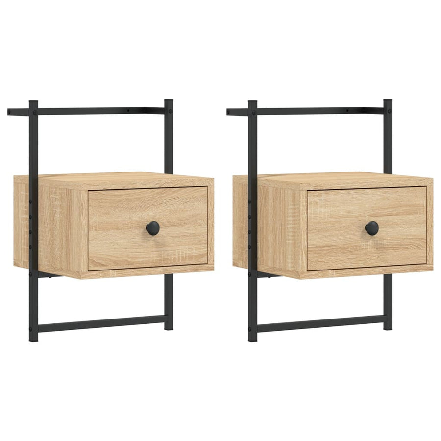 Nachtkastjes Wandgemonteerd 35X30X51 Cm Hout 2 Sonoma eiken
