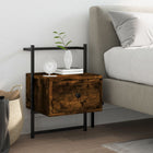 Wall-mounted nightstand 35x30x51 cm wood smoked oak