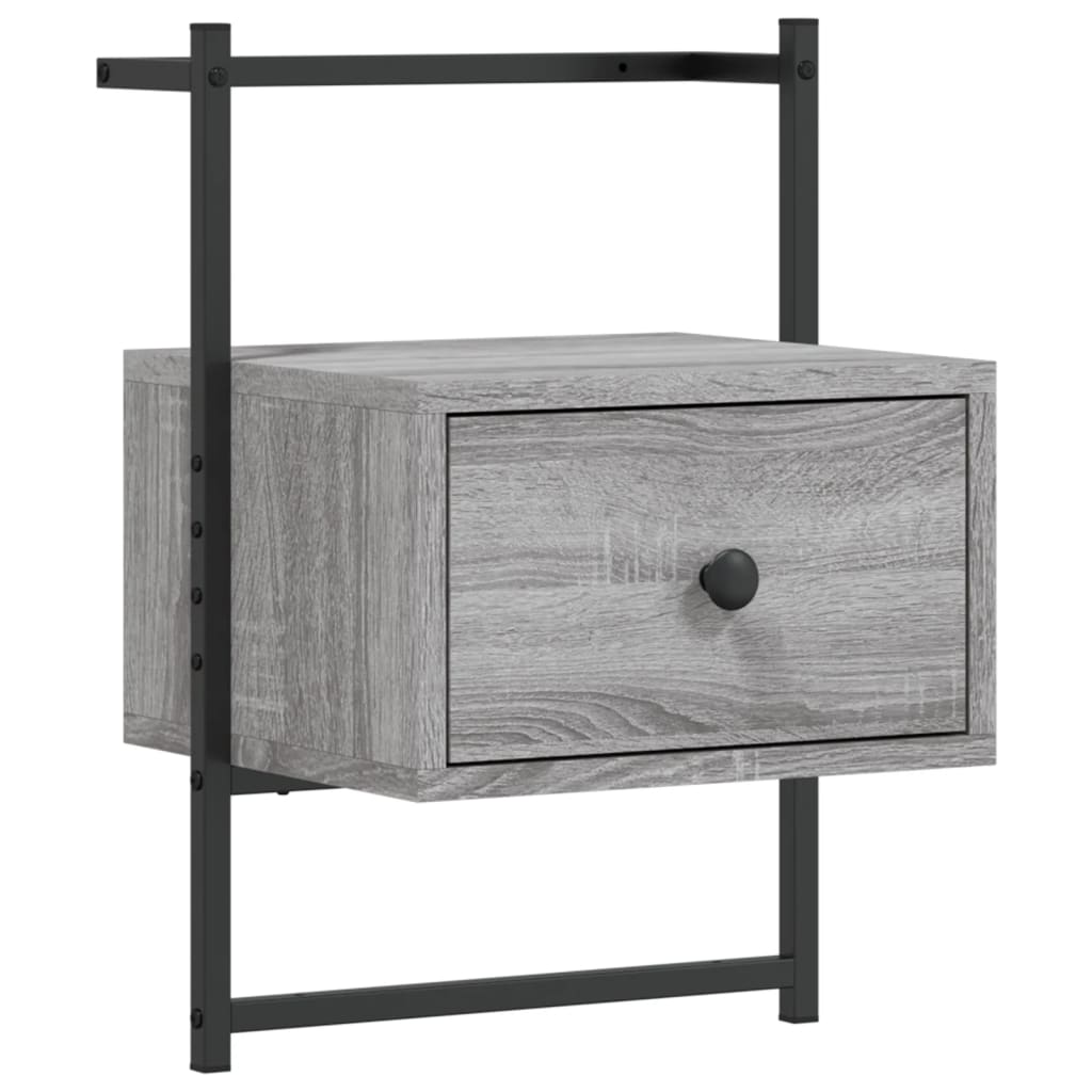 Nachtkastje Wandgemonteerd 35X30X51 Cm Hout Grijs Sonoma Eiken
