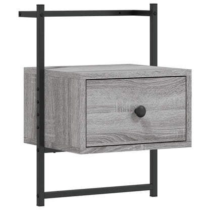 Nachtkastje Wandgemonteerd 35X30X51 Cm Hout Grijs Sonoma Eiken