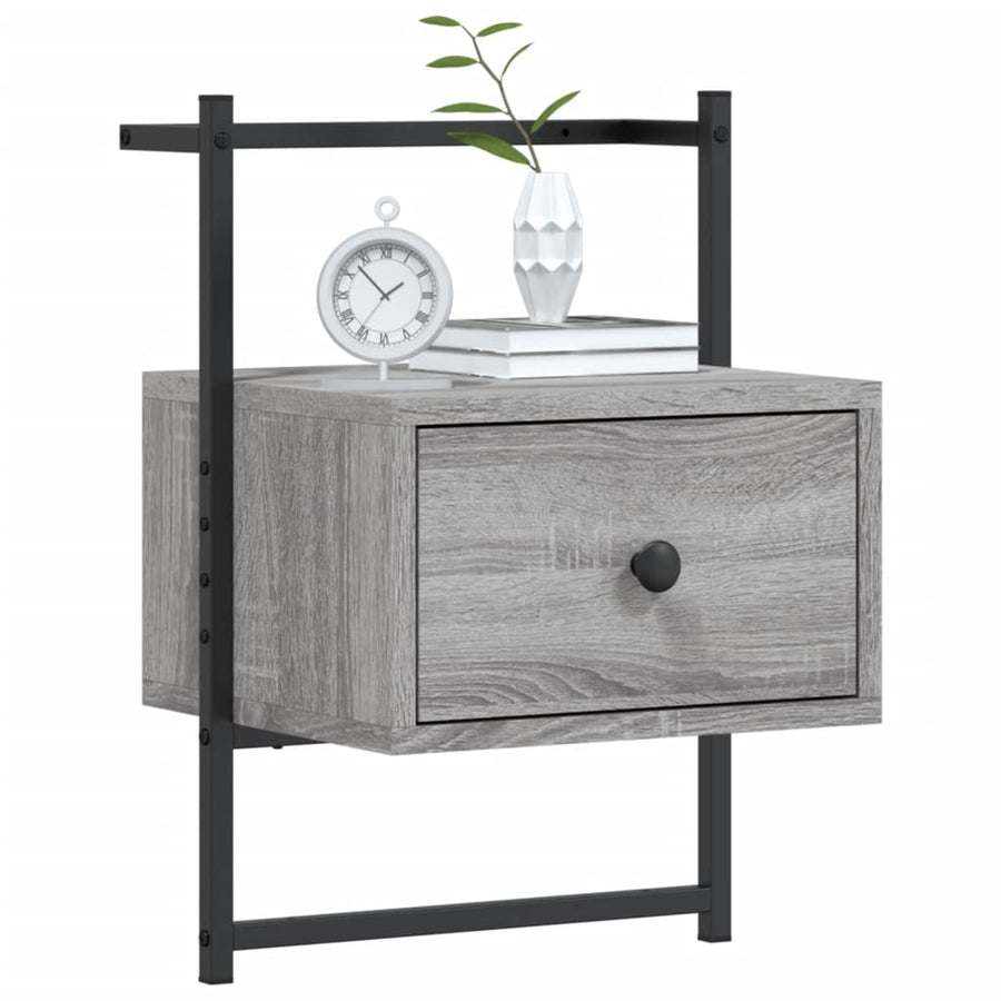 Nachtkastje Wandgemonteerd 35X30X51 Cm Hout Grijs Sonoma Eiken