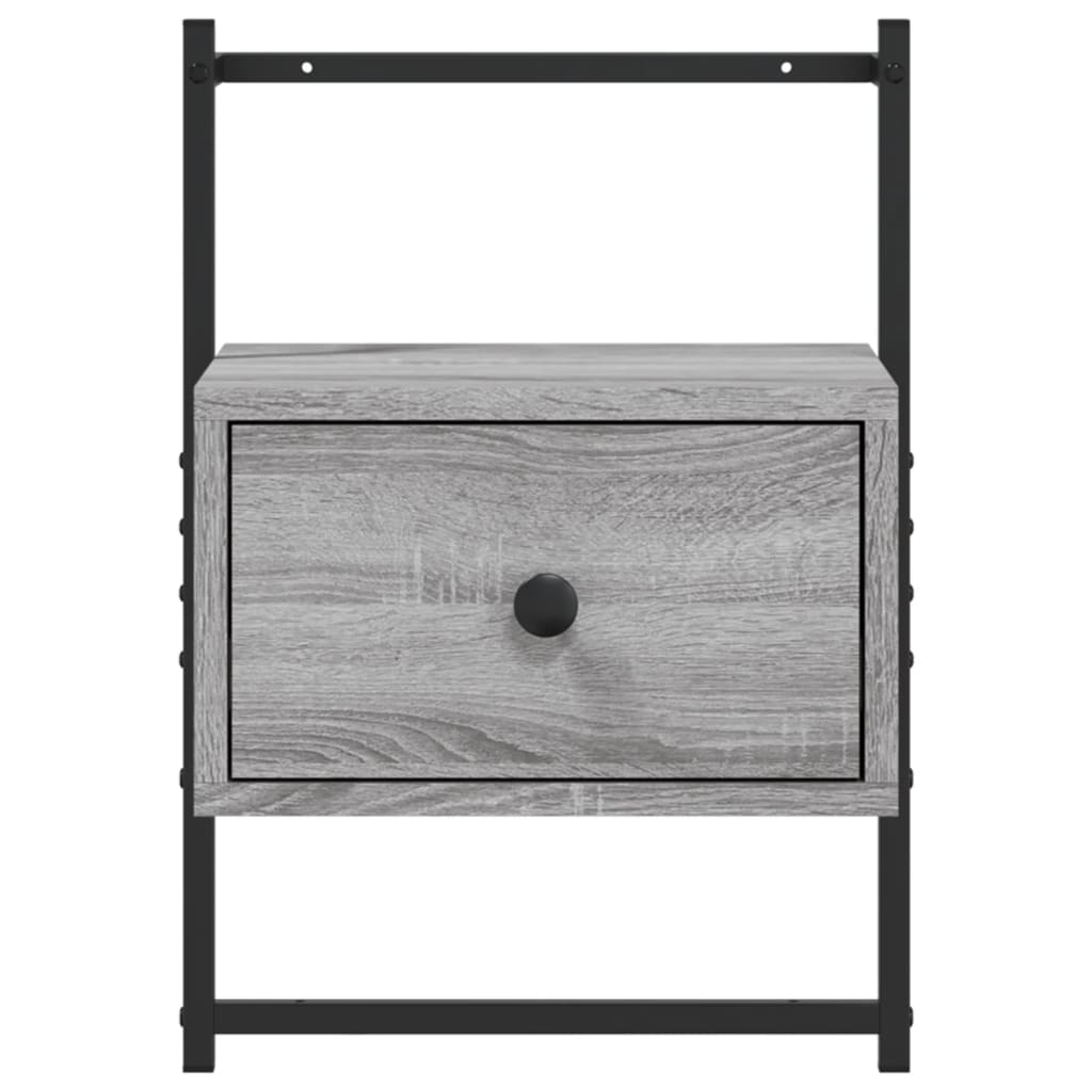 Nachtkastje Wandgemonteerd 35X30X51 Cm Hout Grijs Sonoma Eiken