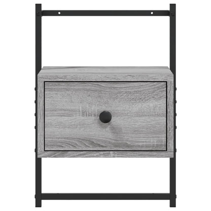 Nachtkastje Wandgemonteerd 35X30X51 Cm Hout Grijs Sonoma Eiken