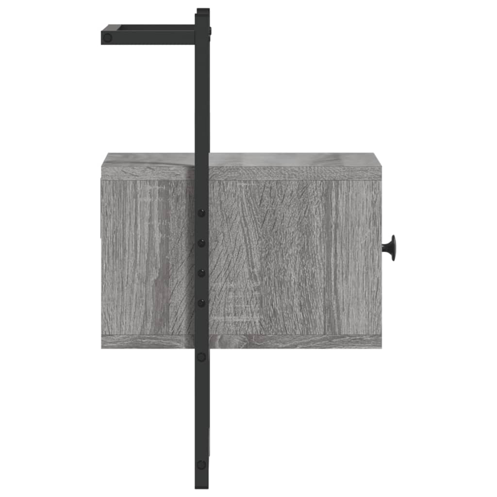 Nachtkastje Wandgemonteerd 35X30X51 Cm Hout Grijs Sonoma Eiken
