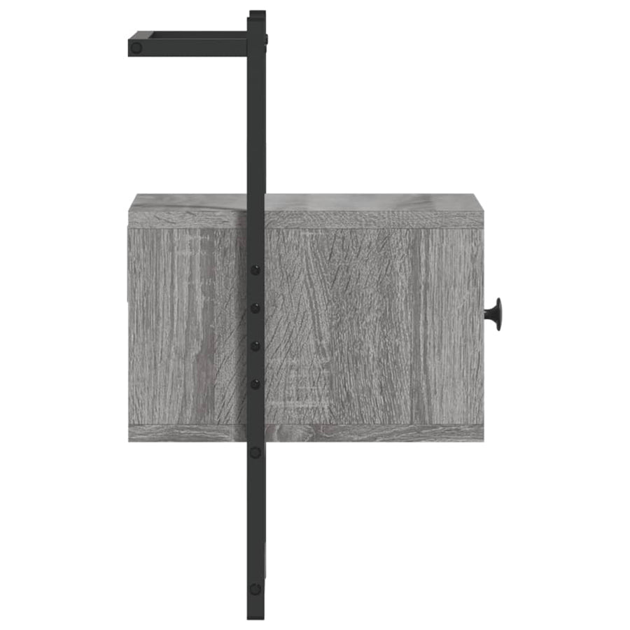 Nachtkastje Wandgemonteerd 35X30X51 Cm Hout Grijs Sonoma Eiken