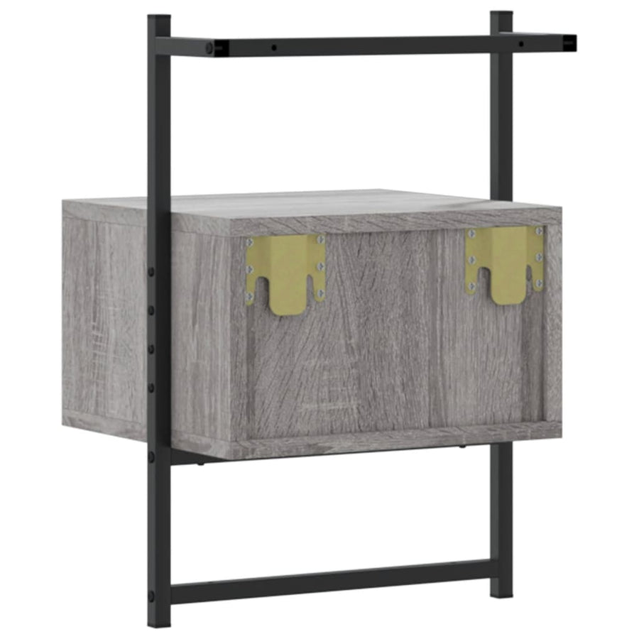 Nachtkastje Wandgemonteerd 35X30X51 Cm Hout Grijs Sonoma Eiken